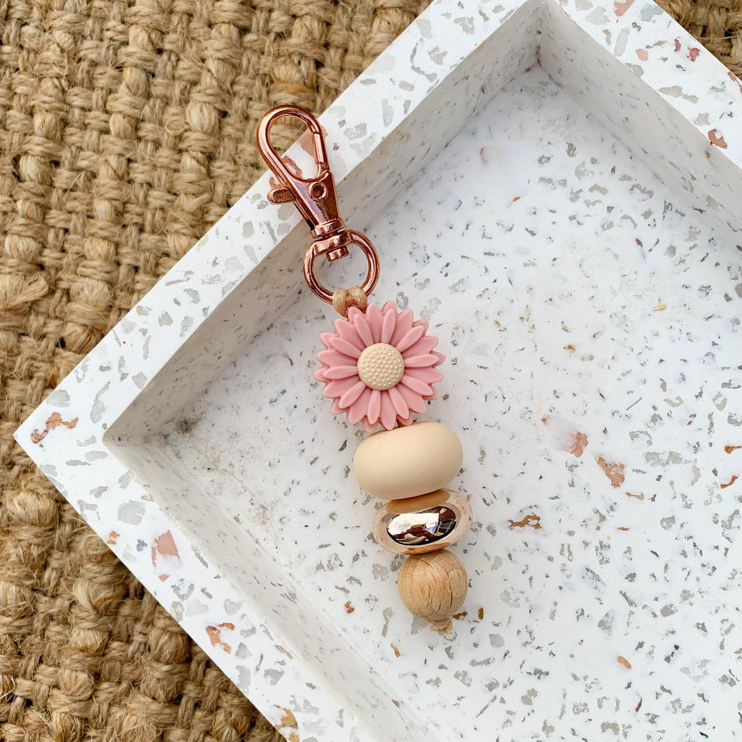 Dusty Pink Flower Mini Keychain