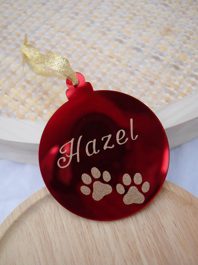 Personalised Red Mirror Bauble