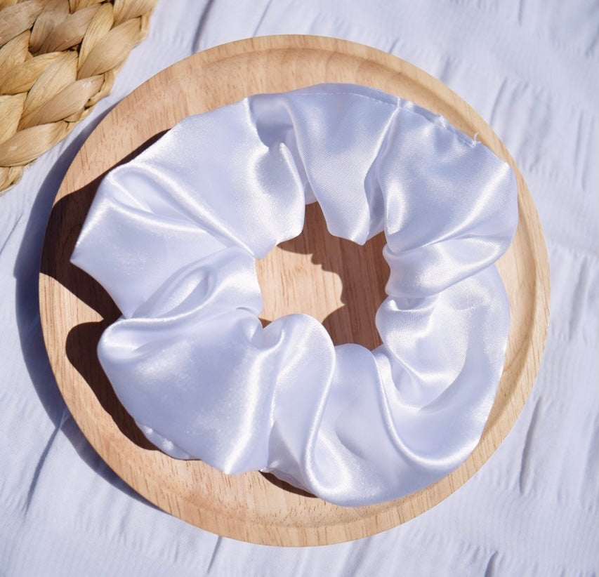 White Satin Scrunchie