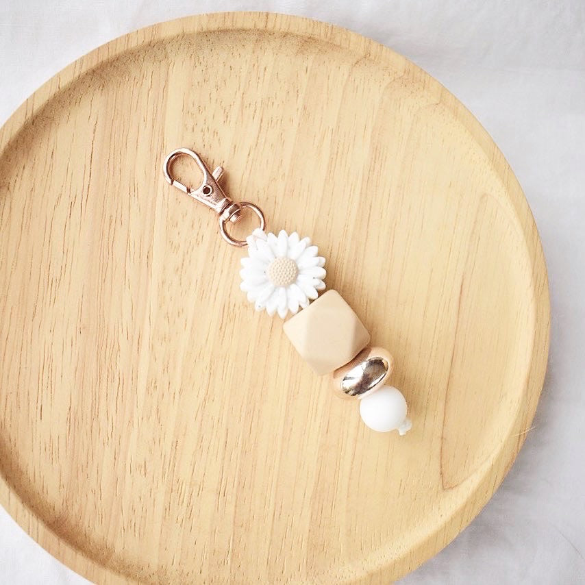 Beige Flower Mini Keychain