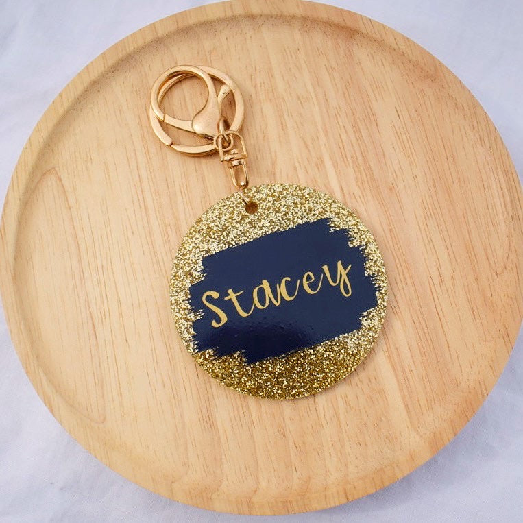 Personalised Gold Glitter Keychain