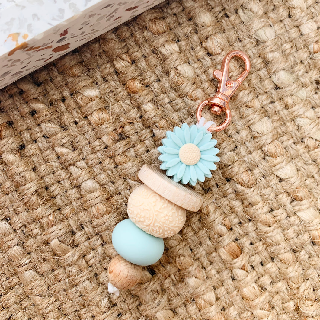 Aqua Flower Mini Keychain