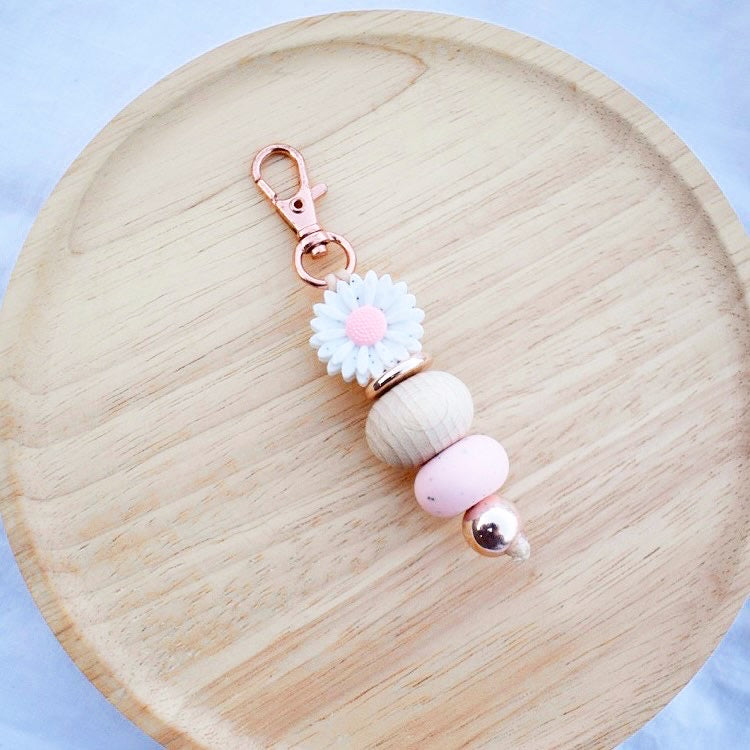 Baby Pink Sunflower Mini Keychain